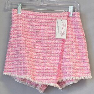 Pink Lily Fringed Skort NWT